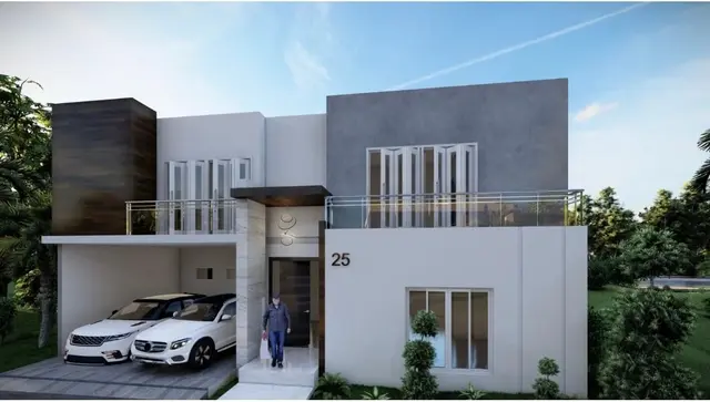 Modern Punta Cana villa front elevation
